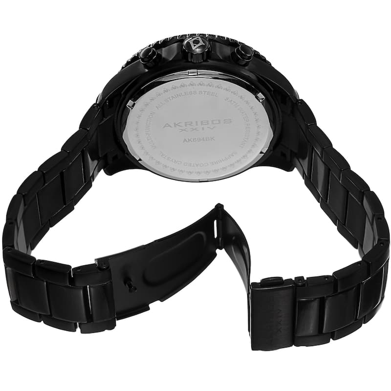 Akribos XXIV Men's Multifunction Swiss Quartz Stainless Steel Black Bracelet Watch