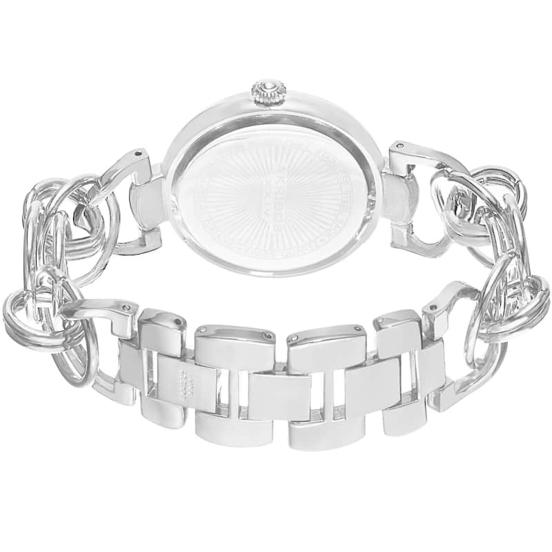 Akribos XXIV Women's Quartz Diamond/Multifunction Chain Link Silver-Tone Bracelet Watch Set