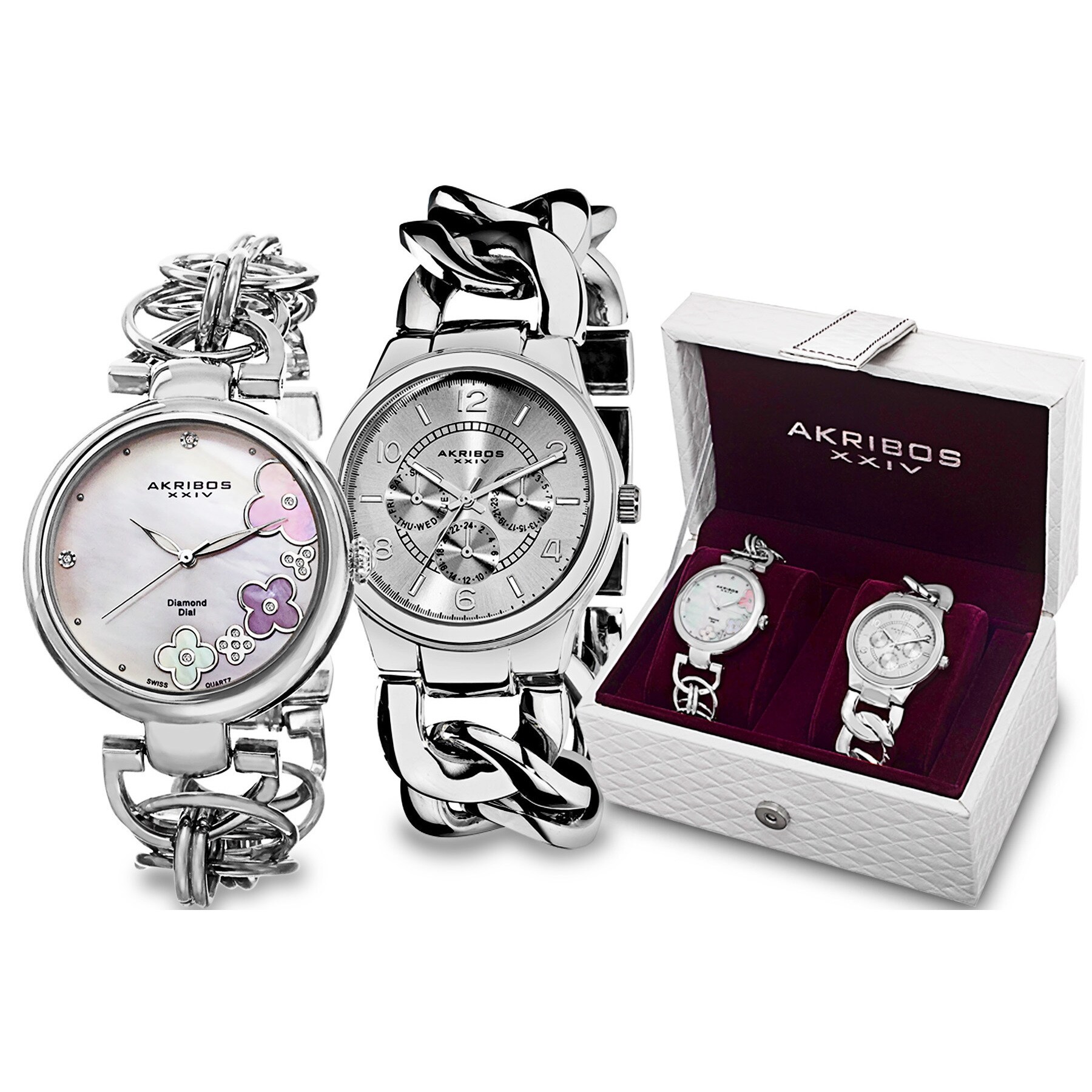 silver link watch womens