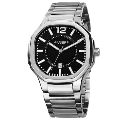 Akribos XXIV Men's Date Step-Dial Stainless Steel Silver-Tone Bracelet Watch