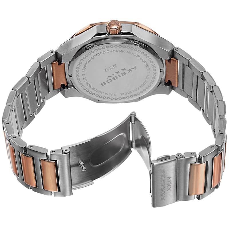Akribos XXIV Men's Date Step-Dial Stainless Steel Two-Tone Bracelet Watch