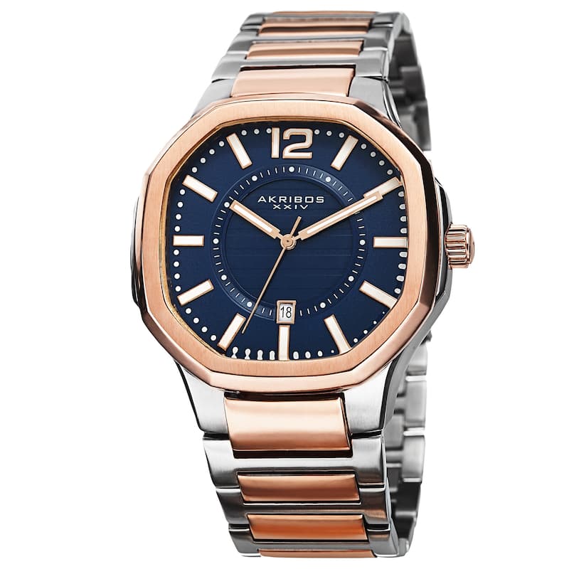 Akribos XXIV Men's Date Step-Dial Stainless Steel Two-Tone Bracelet Watch