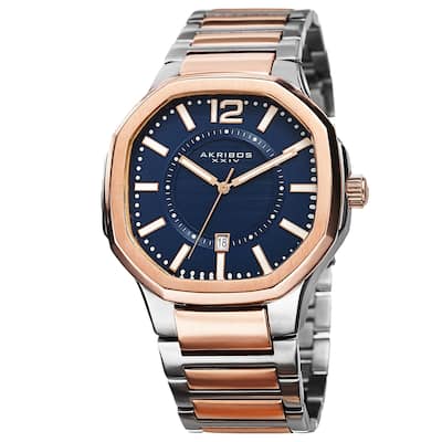 Akribos XXIV Men's Date Step-Dial Stainless Steel Two-Tone Bracelet Watch