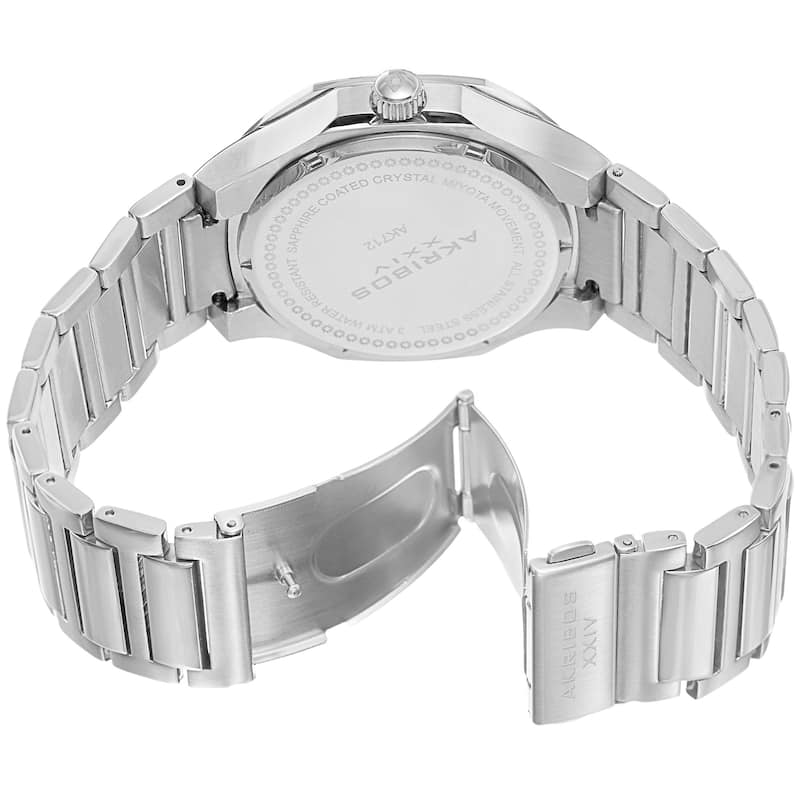 Akribos XXIV Men's Date Step-Dial Stainless Steel Blue Bracelet Watch