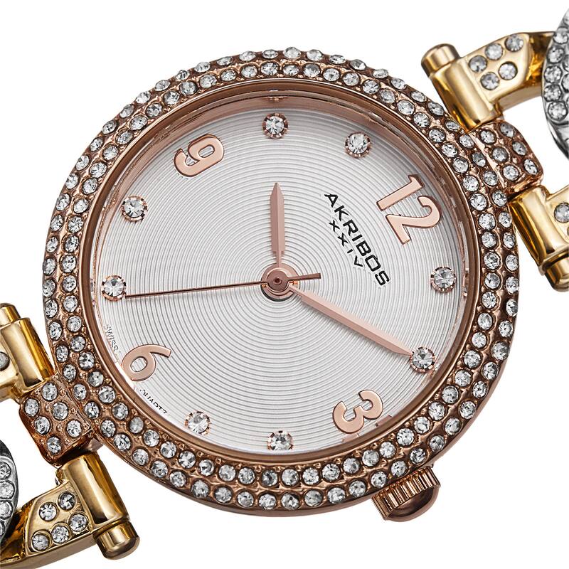 Akribos XXIV Women's Crystal-Accented Swiss Quartz Bracelet Watch
