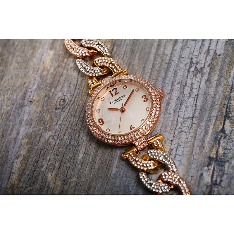 Akribos XXIV Women's Crystal-Accented Swiss Quartz Bracelet Watch