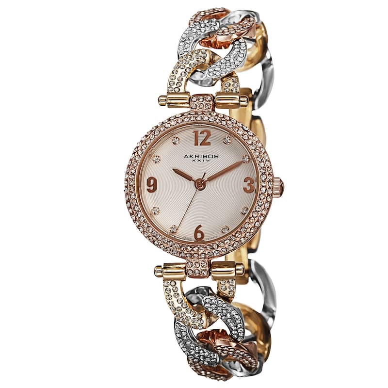 Akribos XXIV Women's Crystal-Accented Swiss Quartz Bracelet Watch