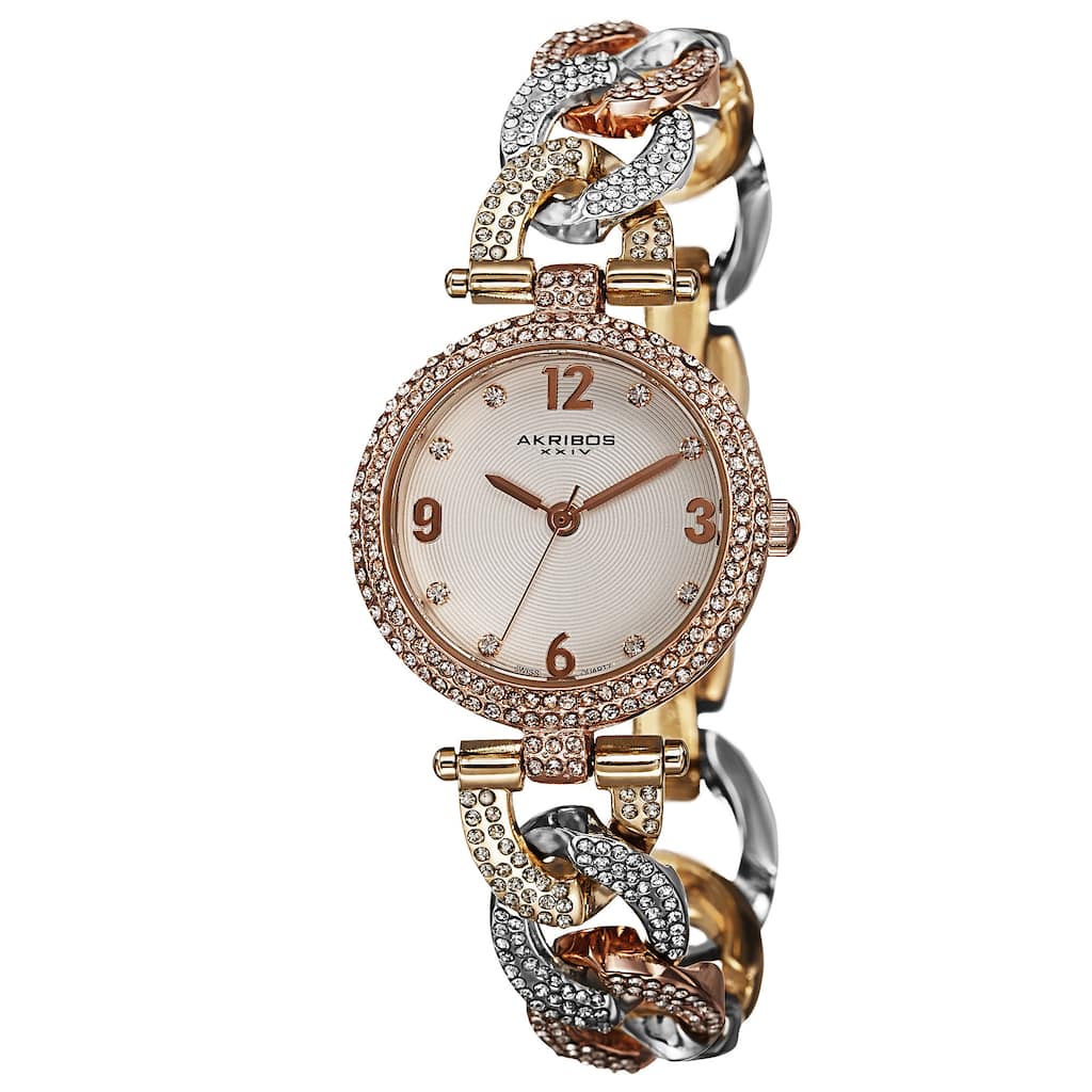 Akribos XXIV Women's Crystal-Accented Swiss Quartz Bracelet Watch