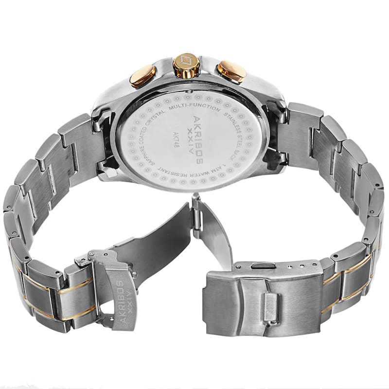 Akribos XXIV Men's Swiss Quartz Multifunction Stainless Steel Two-Tone Bracelet Watch