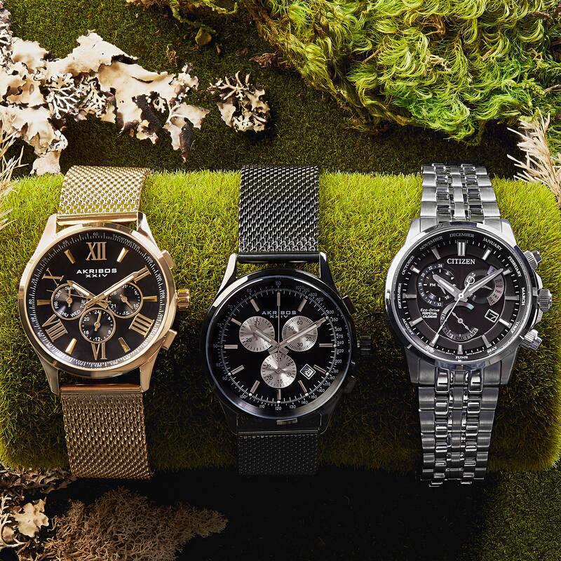Akribos XXIV Men's Quartz Chronograph Strap/Bracelet Watch Set of 2