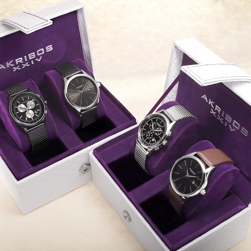 Akribos XXIV Men's Quartz Chronograph Strap/Bracelet Watch Set of 2