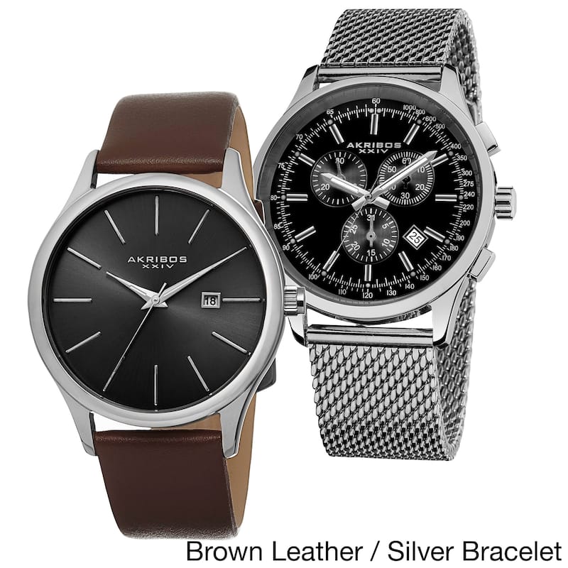 Akribos XXIV Men's Quartz Chronograph Strap/Bracelet Watch Set of 2