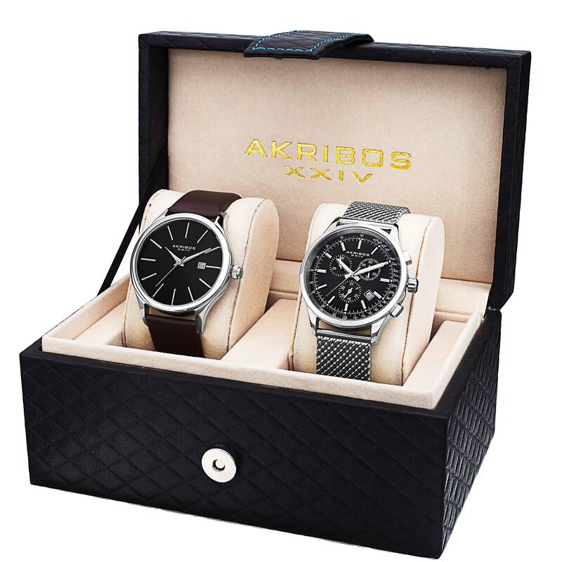 Akribos XXIV Men's Quartz Chronograph Strap/Bracelet Watch Set of 2