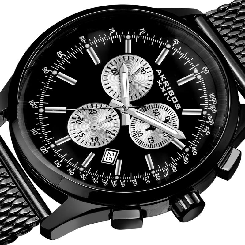 Akribos XXIV Men's Quartz Chronograph Strap/Bracelet Watch Set of 2