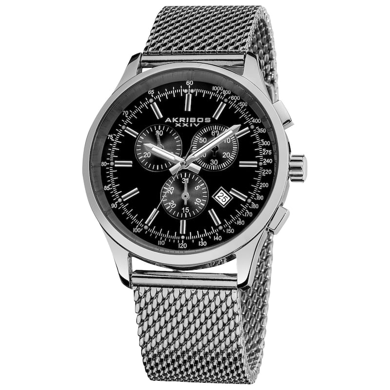 Akribos XXIV Men's Quartz Chronograph Strap/Bracelet Watch Set of 2