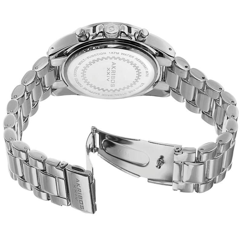 Akribos XXIV Women's Swiss Quartz Multifunction Bright-Colored Dial Silver-Tone Bracelet Watch