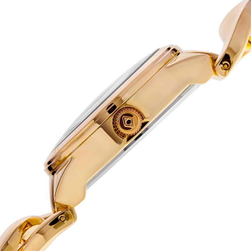Akribos XXIV Women's Swiss Quartz Diamond-Accented Chain Link Silver-Tone Bracelet Watch