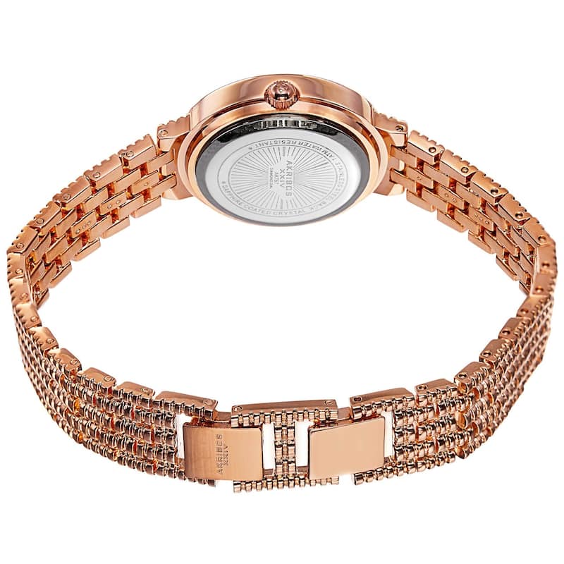 Akribos XXIV Women's Swiss Quartz Diamond-Accented Dial Rose-Tone Bracelet Watch