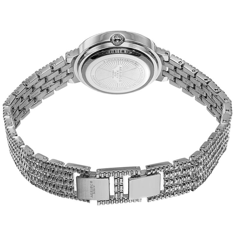Akribos XXIV Women's Swiss Quartz Diamond-Accented Dial Silver-Tone Bracelet Watch
