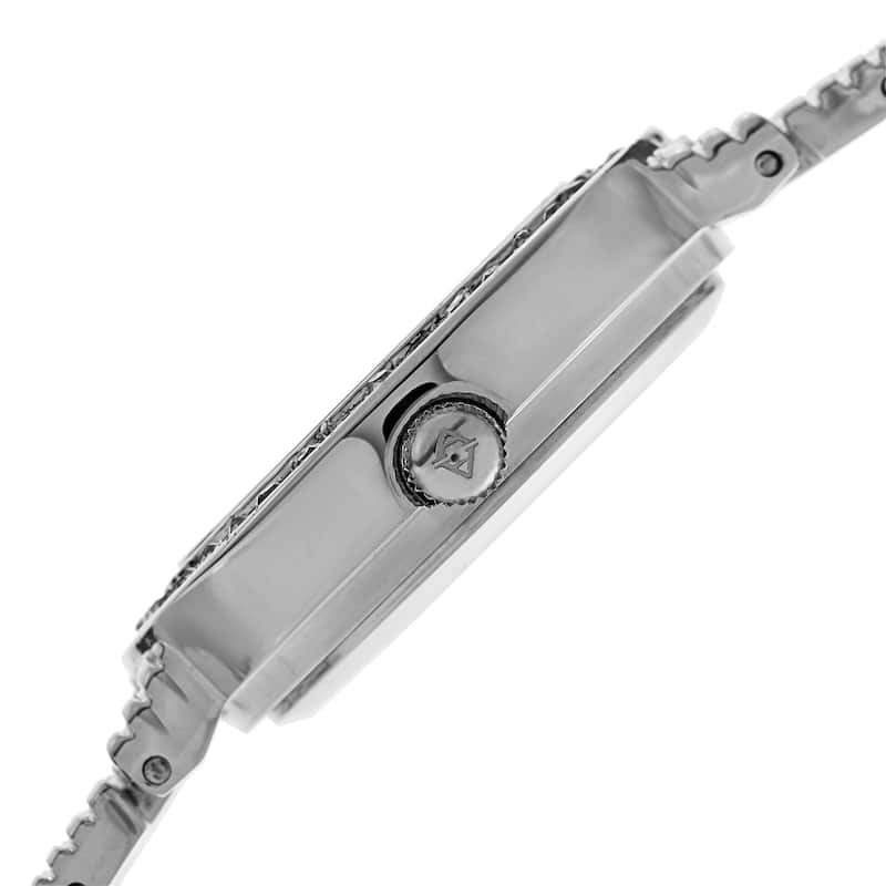 Akribos XXIV Women's Swiss Quartz Diamond-Accented Dial Silver-Tone Bracelet Watch
