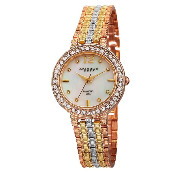 Akribos XXIV Women's Swiss Quartz Diamond-Accented Dial Bracelet Watch