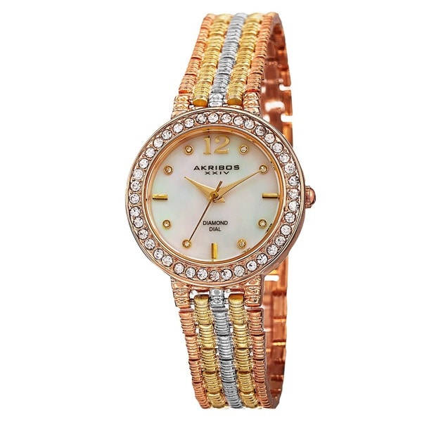 Akribos XXIV Women's Swiss Quartz Diamond-Accented Dial Bracelet Watch