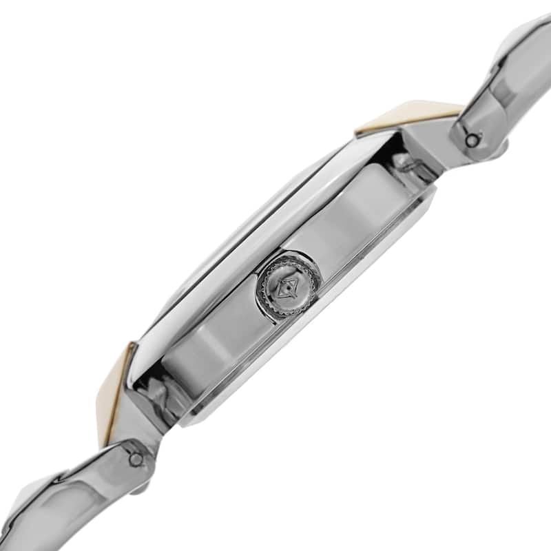 Akribos XXIV Women's Diamond-Accented Swiss Quartz Pyramid Cut Two-Tone Bracelet Watch
