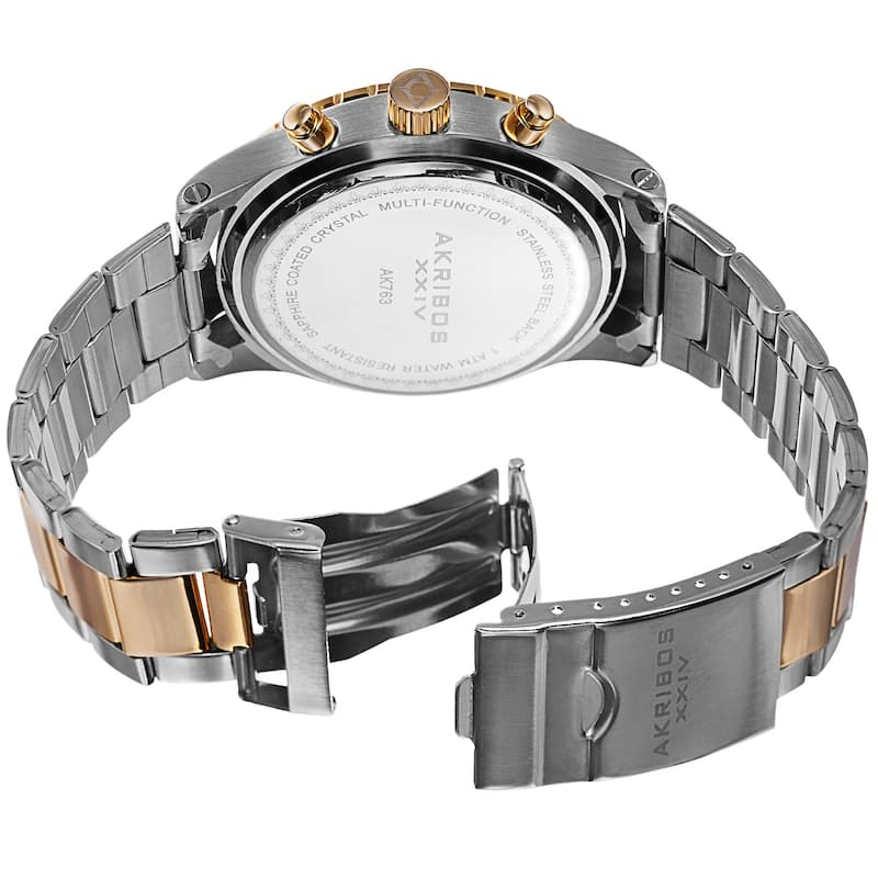 Akribos XXIV Men's Swiss Quartz Multifunction Stainless Steel Two-Tone Bracelet Watch