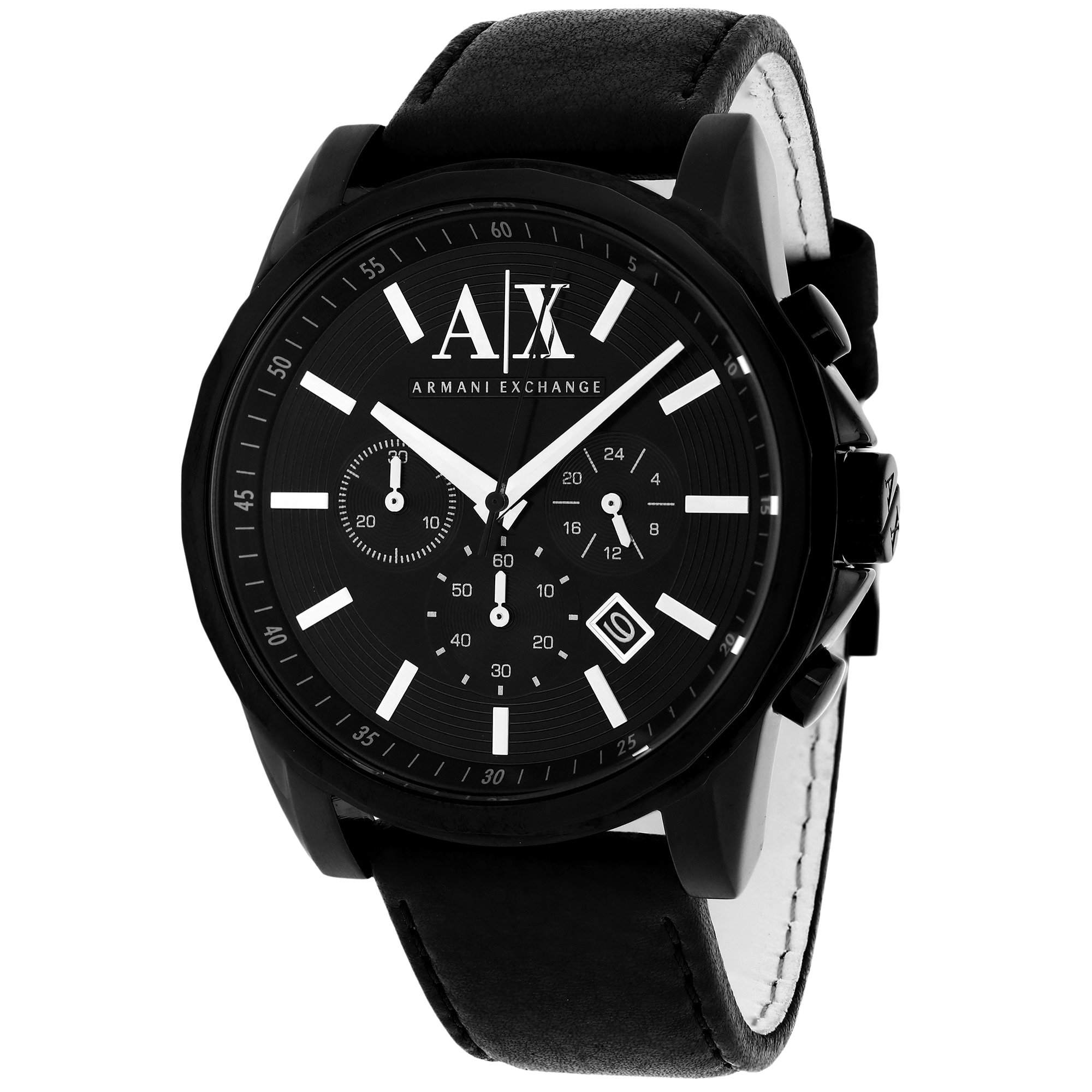 AX2098 Black Leather Quartz Watch 