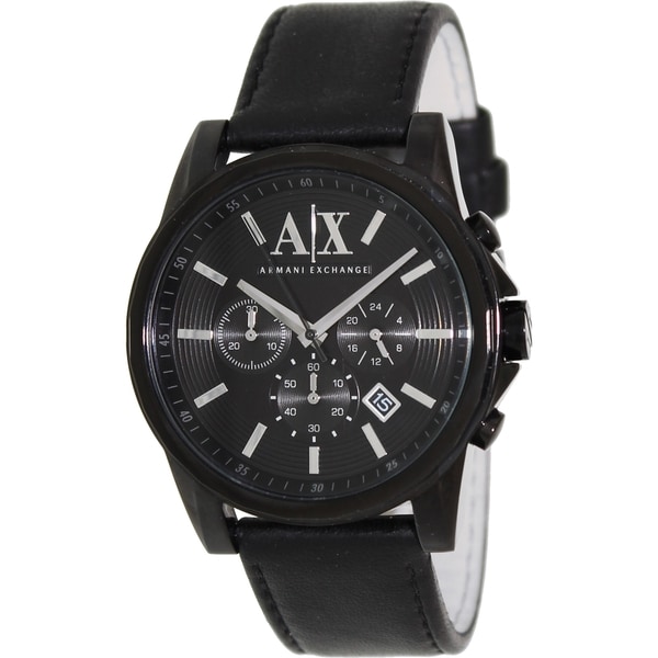 AX2098 Black Leather Quartz Watch 
