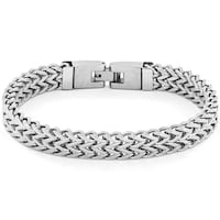 Men S Stainless Steel Double Herringbone Bracelet Silver On Crucible Men S High Polish Stainless Steel Double Franco Link Bracelet
