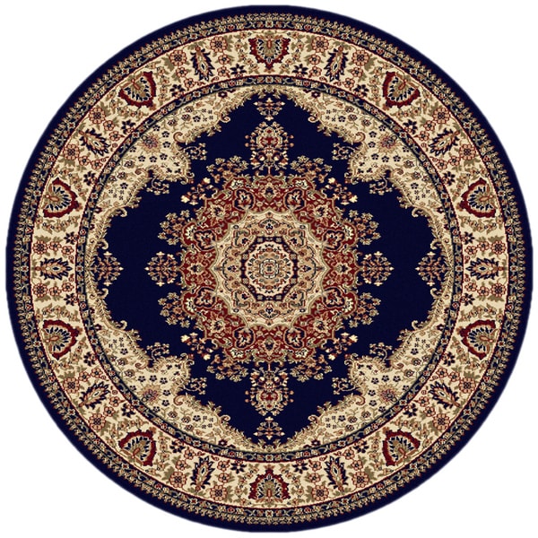 Alise Soho Navy Blue Traditional Area Rug (53 Round)