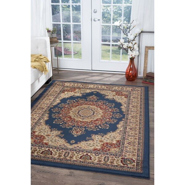 Alise Soho Navy Blue Traditional Area Rug (7'10 x 10'6)