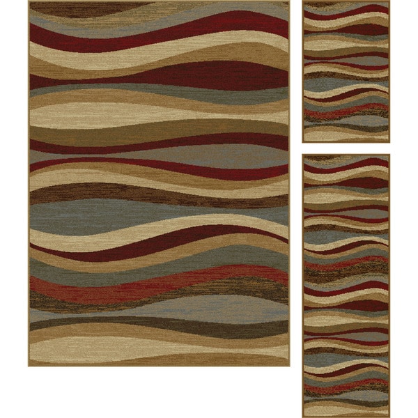 Alise Rhythm Multi 3 piece Contemporary Rug Set