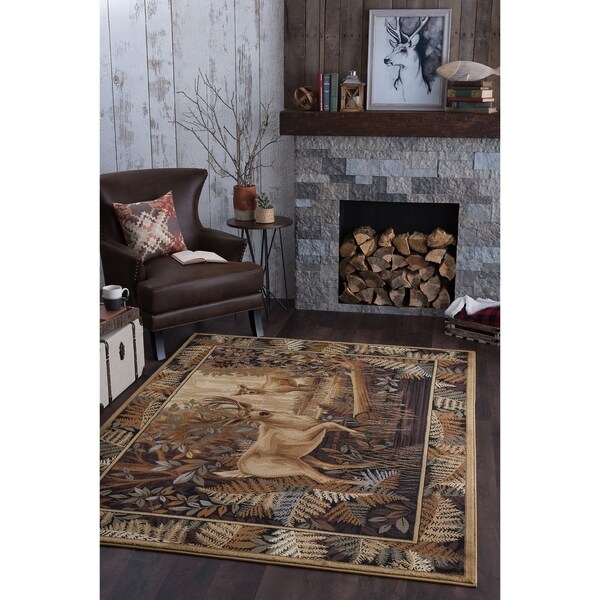 Alise Natural Beige Lodge Area Rug (7'10 x 10'3)