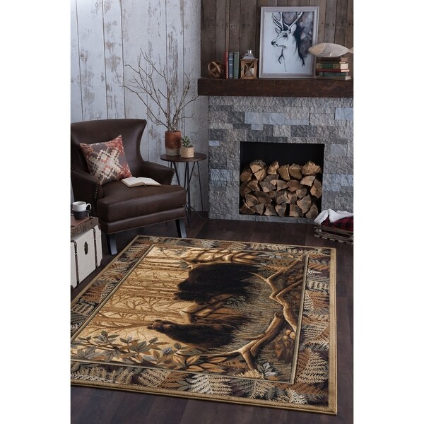 Alise Rugs Natural Lodge Novelty Lodge Area Rug - 7'10 x 10'3