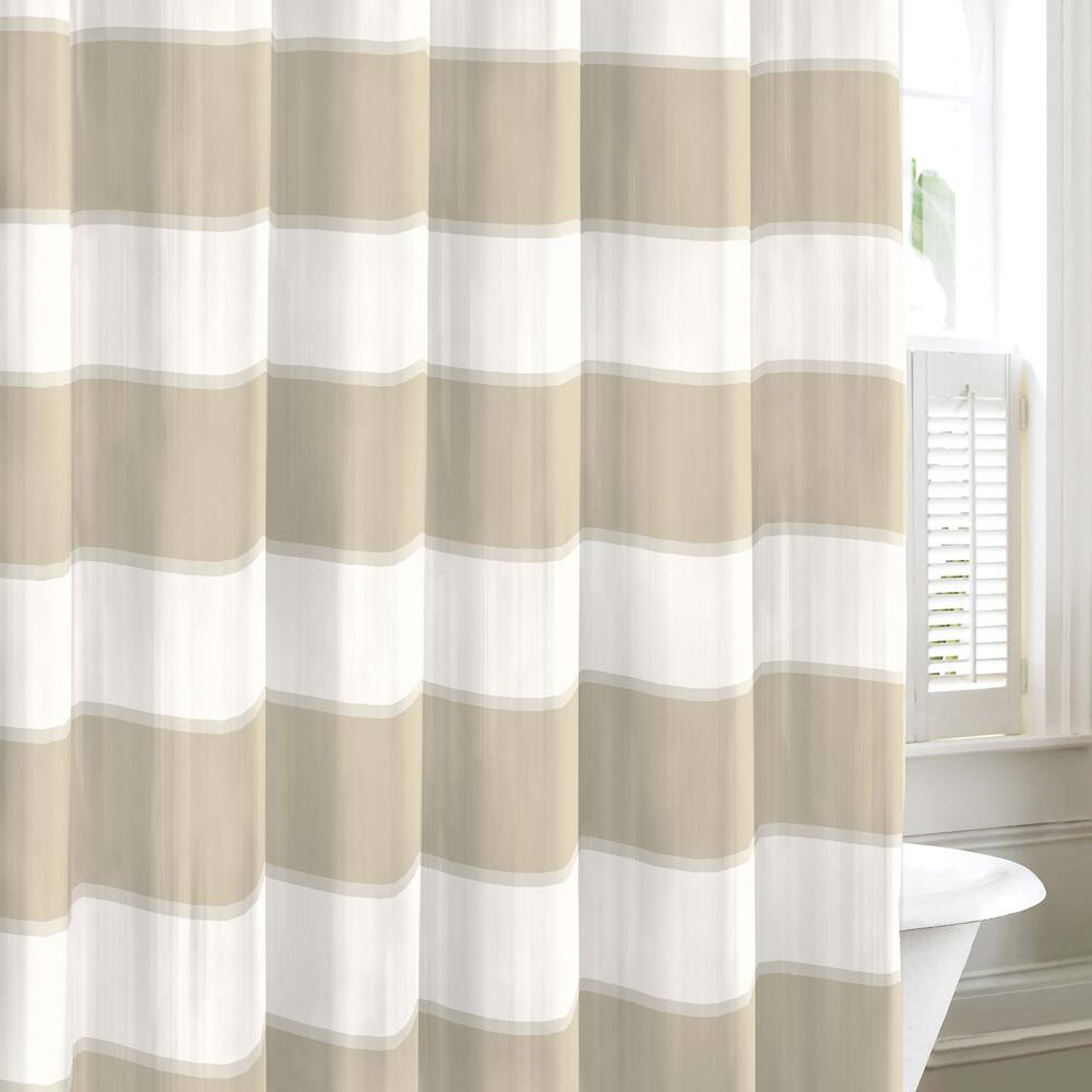 Nautica Guardhouse Stripe Neutral Cotton Shower Curtain