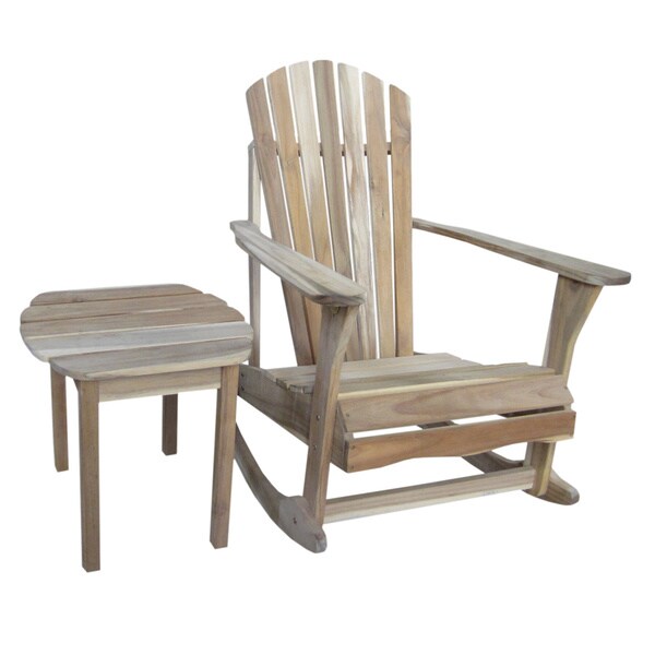 Adirondack Unfinished Acacia Wood Rocker and Side Table Set - 16470861 