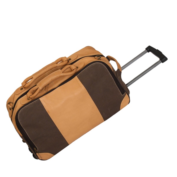 Shop Sandstone Collection 22-inch Wheeled Leather Canvas Carry-on Rolling Duffle - Overstock ...