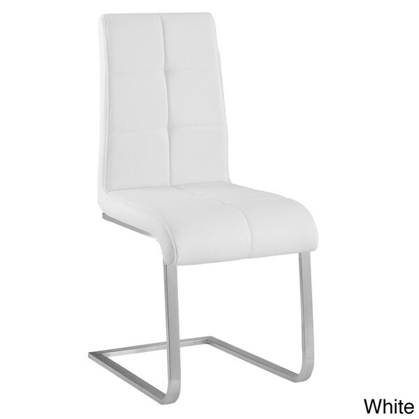 Shop Kolt Brushed Stainless Faux Leather Dining Chairs (Set of 2) Free Shipping Today