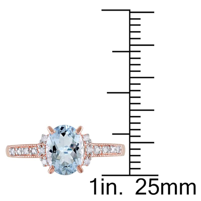 Miadora Rose-plated Silver 1ct TGW Aquamarine and Diamond Accent Ring