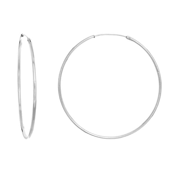14k Yellow Gold 2mm Lightweight Tube Hoop Earrings 2IN Long