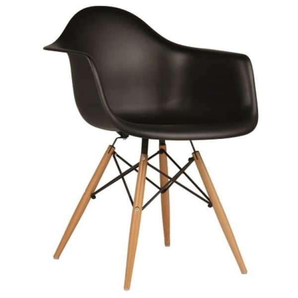 Contemporary Retro Molded Black Accent Plastic Dining Armchair with ...