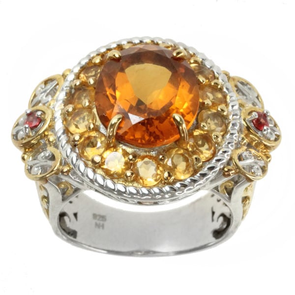 Michael Valitutti Two tone Madiera Citrine, Chrome Diopside and Orange