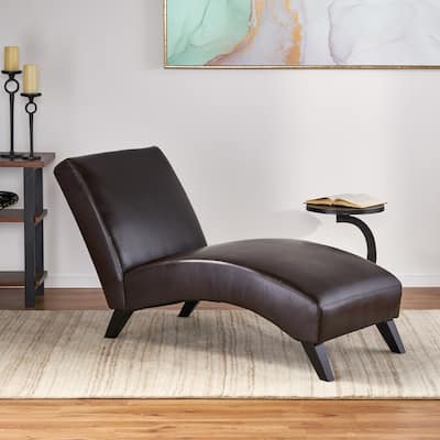 Finlay Leather Chaise Lounge by Christopher Knight Home