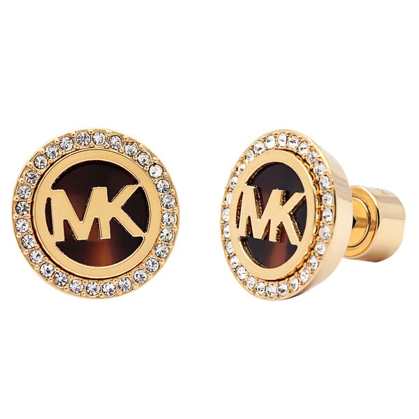 Michael Kors Goldtone Tortoise and Crystal Stud Earrings - Free ...