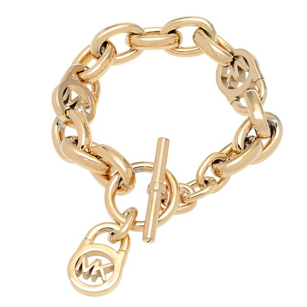 Shop Michael Kors Goldtone Stainless Steel Link Bracelet - Free ...