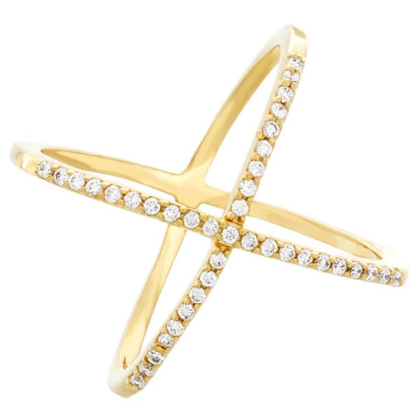 Sterling Essentials Silver CZ X Criss-Cross Ring