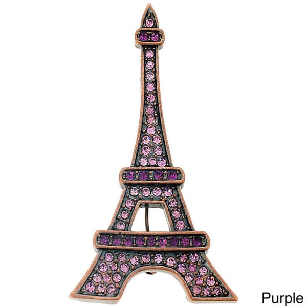Base Metal Cubic Zirconia Paris Eiffel Tower Brooch