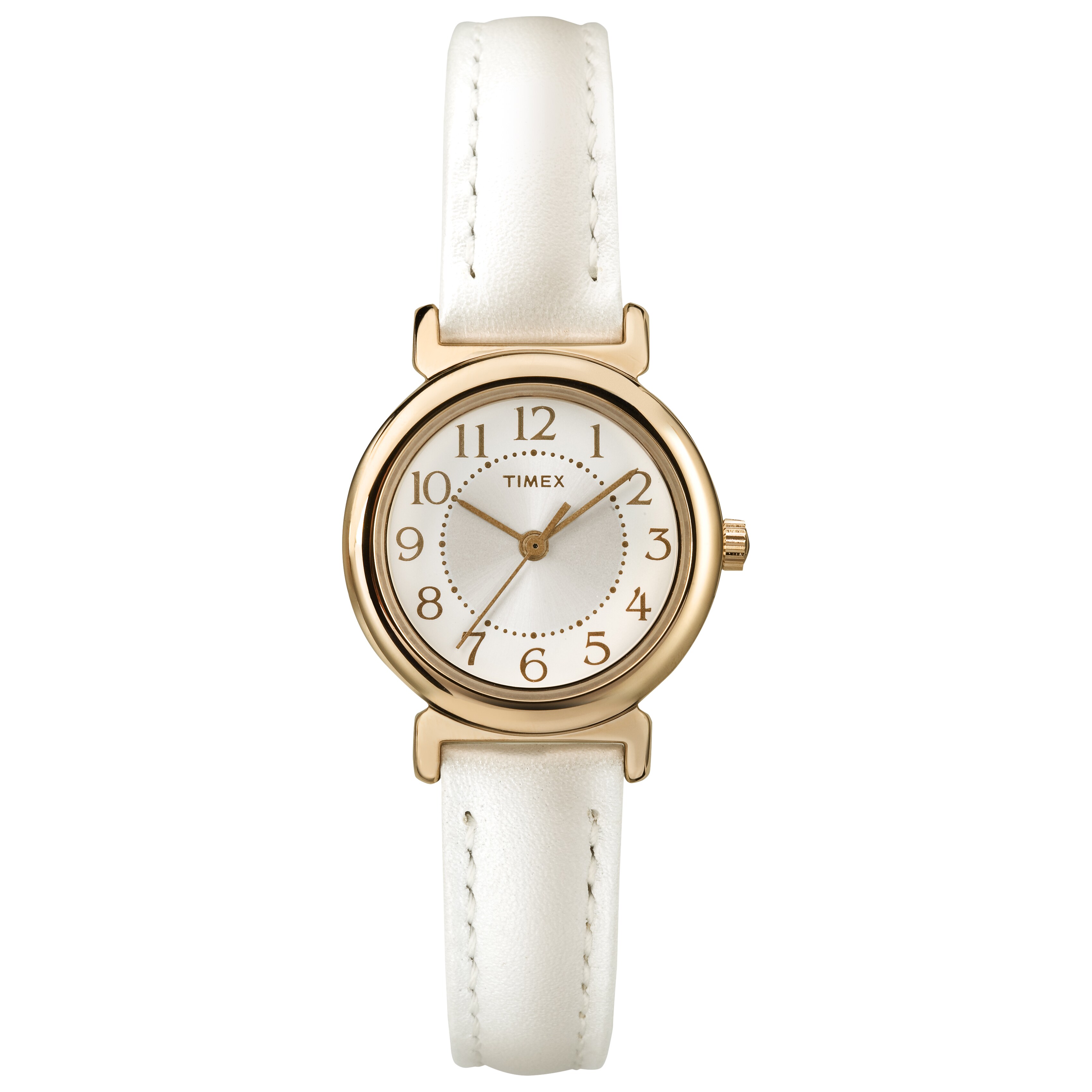 Timex Women's T2P4319J Main Street Metallic White Leather Strap Watch